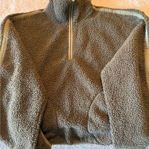 Cozy Olive Green Sherpa Pullover